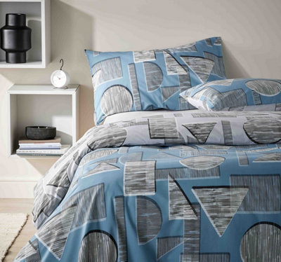 Vantona - Strings Geometric Blue Bedding Set - Double