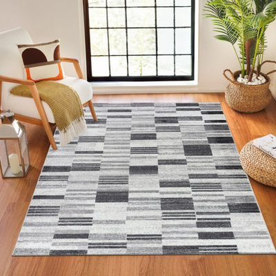 VANYA Scandi Modern Black Area Rug 200 x 275 cm