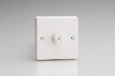 Varilight 1-Gang 1 Way 250 Watt Fan Regulator Classic White Plastic White Fan Knob HQ10