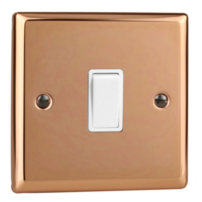 Varilight 1-Gang 10A 1- or 2-Way Rocker Switch Polished Copper