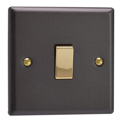 Varilight 1-Gang 10A 1- or 2-Way Rocker Switch Vogue Slate Grey