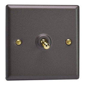 Varilight 1-Gang 10A 1- or 2-Way Toggle Switch Vogue Slate Grey