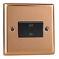 Varilight 1-Gang 10A 3 Pole Fan Isolating Switch Polished Copper
