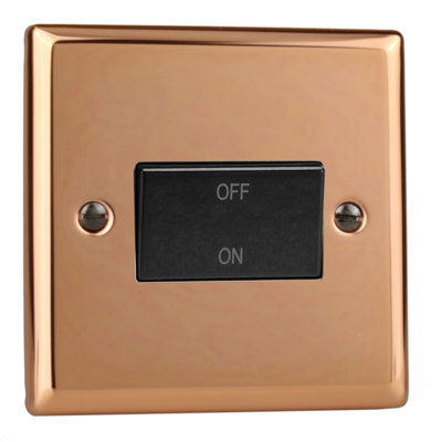 Varilight 1-Gang 10A 3 Pole Fan Isolating Switch Polished Copper