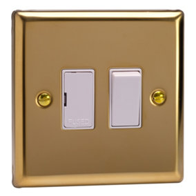 Varilight 1-Gang 13A Double Pole Switched Fused Spur Polished Brass