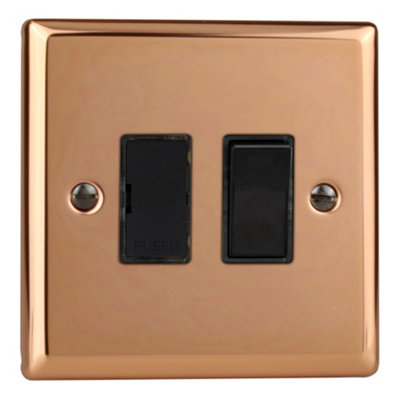 Varilight 1-Gang 13A Double Pole Switched Fused Spur Polished Copper