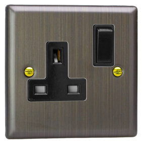 Varilight 1-Gang 13A Double Pole Switched Socket  Antique Brass