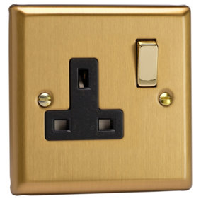 Varilight 1-Gang 13A Double Pole Switched Socket Brushed Brass