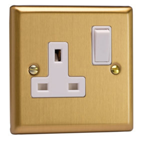 Varilight 1-Gang 13A Double Pole Switched Socket  Brushed Brass