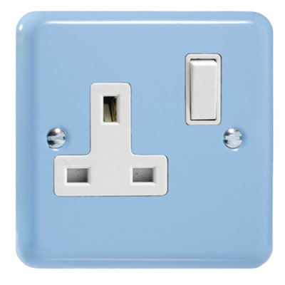 Varilight 1-Gang 13A Double Pole Switched Socket  Duck Egg Blue