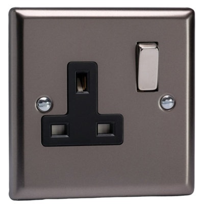 Varilight 1-Gang 13A Double Pole Switched Socket Pewter