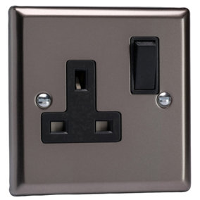 Varilight 1-Gang 13A Double Pole Switched Socket  Pewter