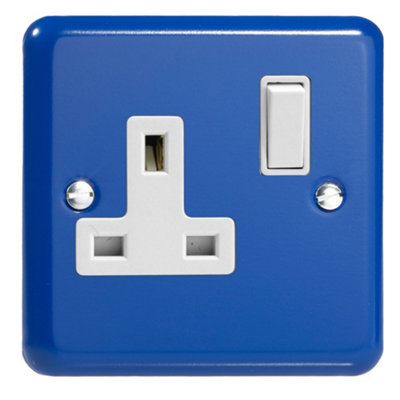 Varilight 1-Gang 13A Double Pole Switched Socket Reflex Blue