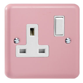 Varilight 1-Gang 13A Double Pole Switched Socket  Rose Pink