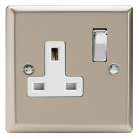 Varilight 1-Gang 13A Double Pole Switched Socket Satin