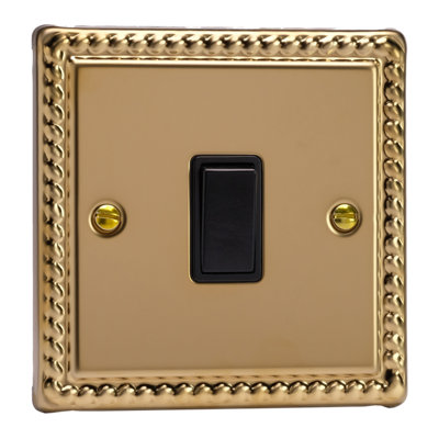 Varilight 1-Gang 2-Way 10A Rocker Switch Rope-Edge Brass