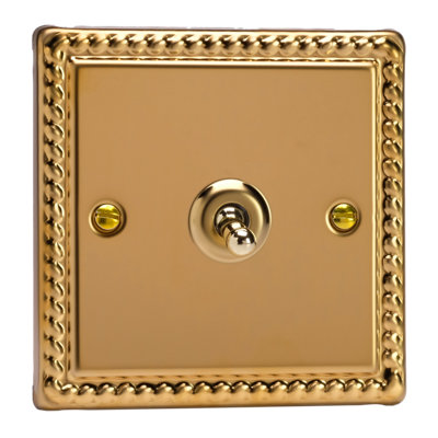 Varilight 1-Gang 2-Way 10A Toggle Switch Rope-Edge Brass