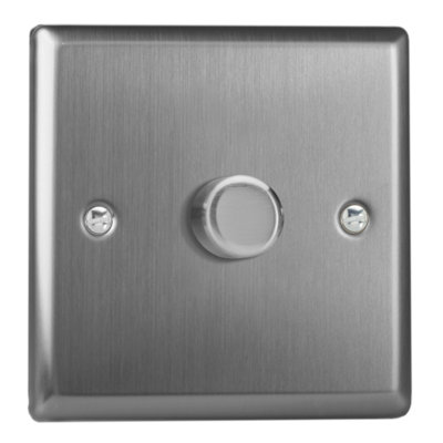 Varilight 1-Gang 2-Way 120W V-Pro LED Dimmer Brushed Steel