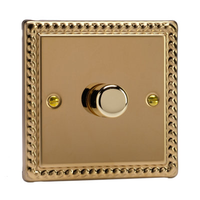 Varilight 1-Gang 2-Way 120W V-Pro LED Dimmer Rope-Edge Brass