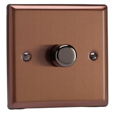 Varilight 1-Gang 2-Way V-Pro Push On/Off Rotary LED Dimmer 1 x 0-120W Brushed Bronze