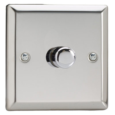 Varilight 1-Gang 2-Way V-Pro Push On/Off Rotary LED Dimmer 1 x 0-120W Chrome