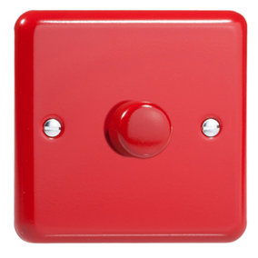 Varilight 1-Gang 2-Way V-Pro Push On/Off Rotary LED Dimmer 1 x 0-120W Pillar Box Red