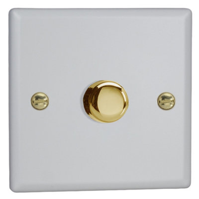 Varilight 1-Gang 2-Way V-Pro Push On/Off Rotary LED Dimmer 1 x 0-120W Vogue Matt White