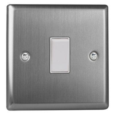 Varilight 1-Gang 20A Double Pole Rocker Switch Brushed Steel