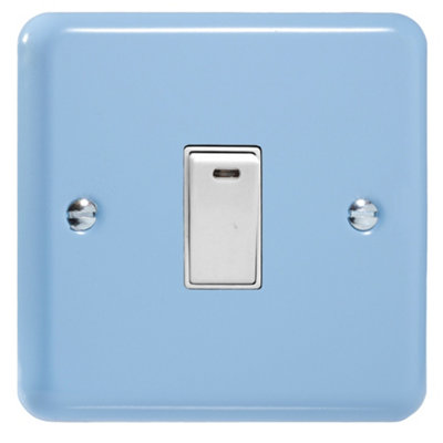 Varilight 1-Gang 20A Double Pole Rocker Switch + Neon Indicator Light Duck Egg Blue