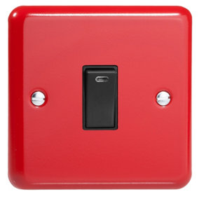 Varilight 1-Gang 20A Double Pole Rocker Switch + Neon Indicator Light Pillar Box Red