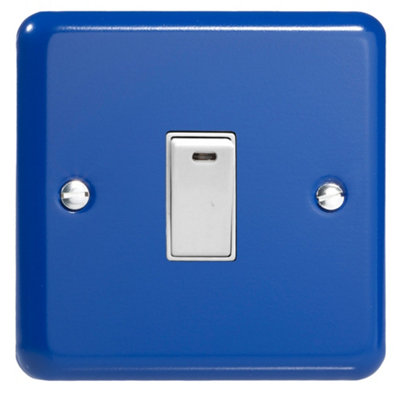 Varilight 1-Gang 20A Double Pole Rocker Switch + Neon Indicator Light Reflex Blue