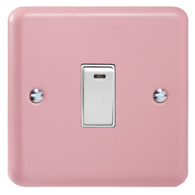 Varilight 1-Gang 20A Double Pole Rocker Switch + Neon Indicator Light Rose Pink