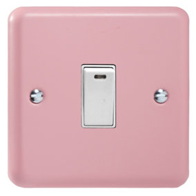 Varilight 1-Gang 20A Double Pole Rocker Switch + Neon Indicator Light Rose Pink