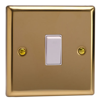 Varilight 1-Gang 20A Double Pole Rocker Switch Polished Brass