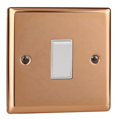 Varilight 1-Gang 20A Double Pole Rocker Switch Polished Copper