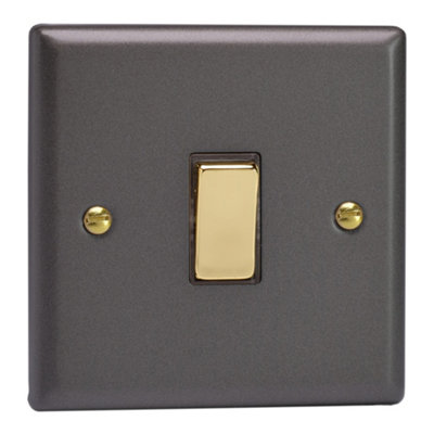 Varilight 1-Gang 20A Double Pole Rocker Switch Vogue Slate Grey