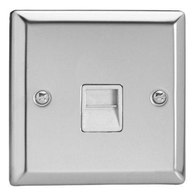 Varilight 1-Gang Telephone Plug Socket in Stylish Mirror Chrome Finish