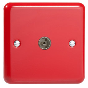 Varilight 1-Gang TV Socket, Co-Axial Pillar Box Red