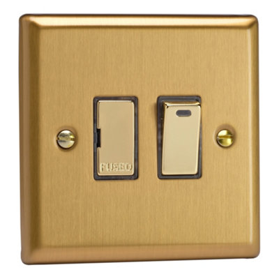 Varilight 13A Switched Fused Spur + Neon Brushed Brass