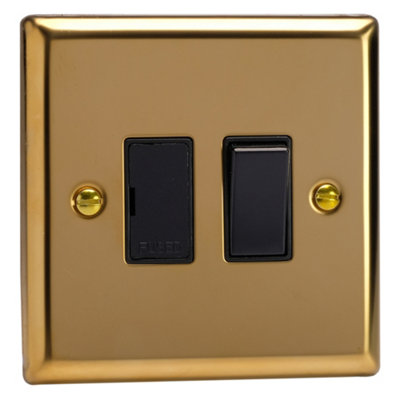 Spur Fusibile Varilight 13A Non Commutato – Stile Georgiano In Ottone Lucido Con Inserto Bianco – Prodotto Nel Regno Unito