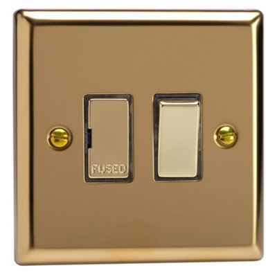 Varilight 13A Switched Fused Spur Polished Brass