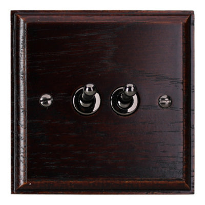 Varilight 2 Gang 1 or 2 Way 10A Toggle Switch Dark Oak