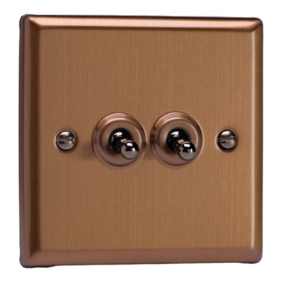 Varilight 2-Gang 10A 1- or 2-Way Toggle Switch Brushed Bronze