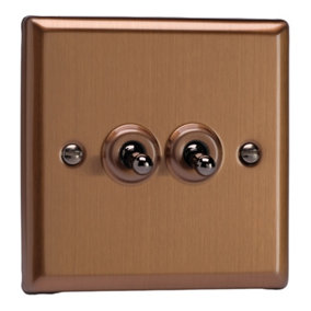 Varilight 2-Gang 10A 1- or 2-Way Toggle Switch Brushed Bronze