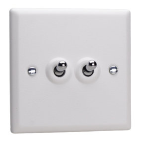 Varilight 2-Gang 10A 1- or 2-Way Toggle Switch Chalk White