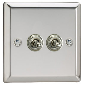 Varilight 2-Gang 10A 1- or 2-Way Toggle Switch Chrome