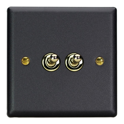 Varilight 2-Gang 10A 1- or 2-Way Toggle Switch Vogue Matt Black