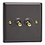 Varilight 2-Gang 10A 1- or 2-Way Toggle Switch Vogue Slate Grey