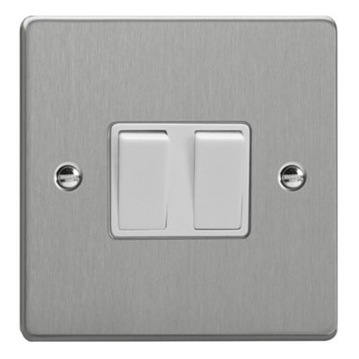 Varilight 2-Gang 10A Brushed Silver Rocker Switch - 1 or 2-Way, Push ...