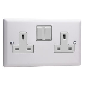 Varilight 2-Gang 13A Double Pole Switched Socket Chalk White